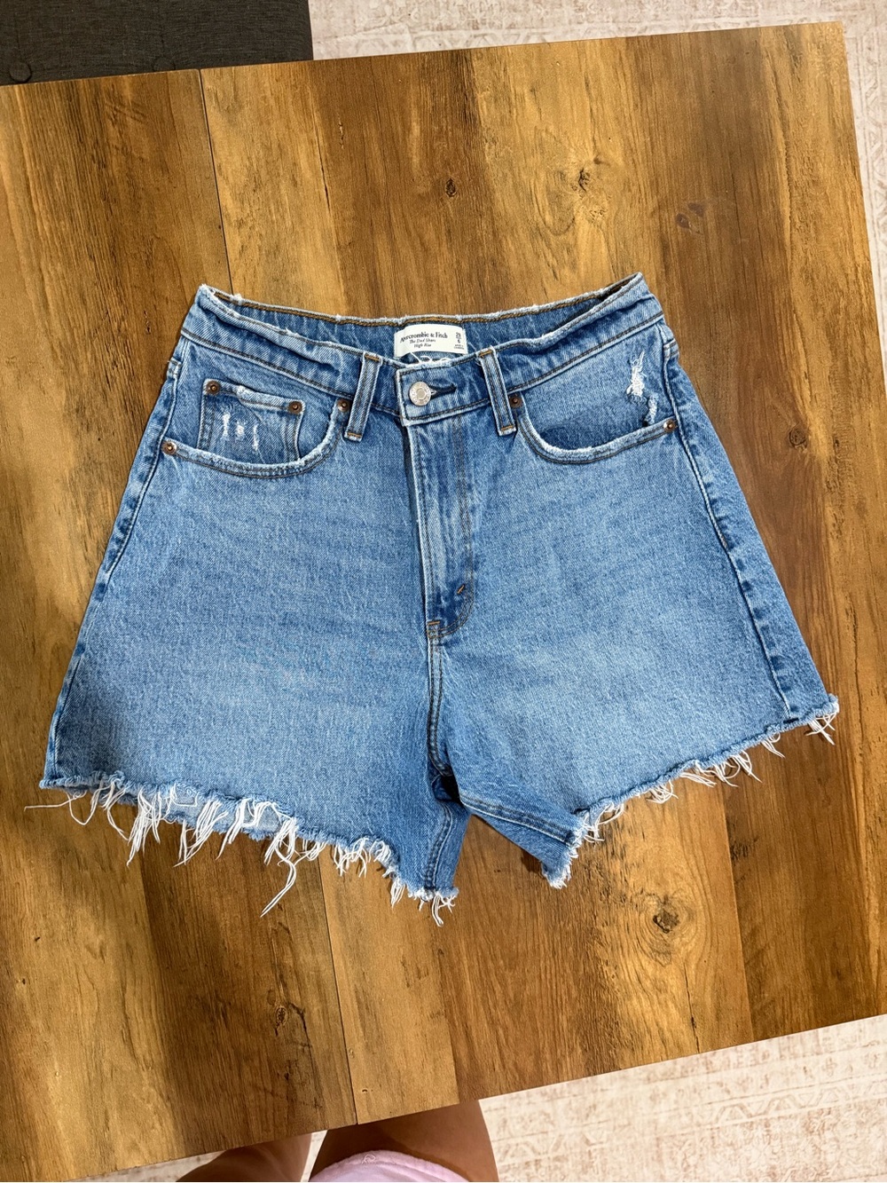 Abercrombie & Fitch Curve Love Dad Shorts - Distressed Denim Shorts